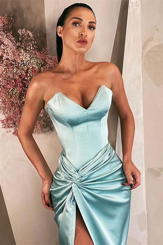 Sexy Sky Blue V-Neck Long Prom Dress with Split - liymcdress