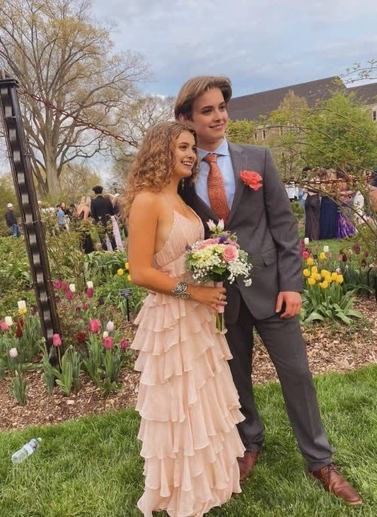 Spaghetti Straps Layered Prom Dress Long Formal Evening Gowns fg6901