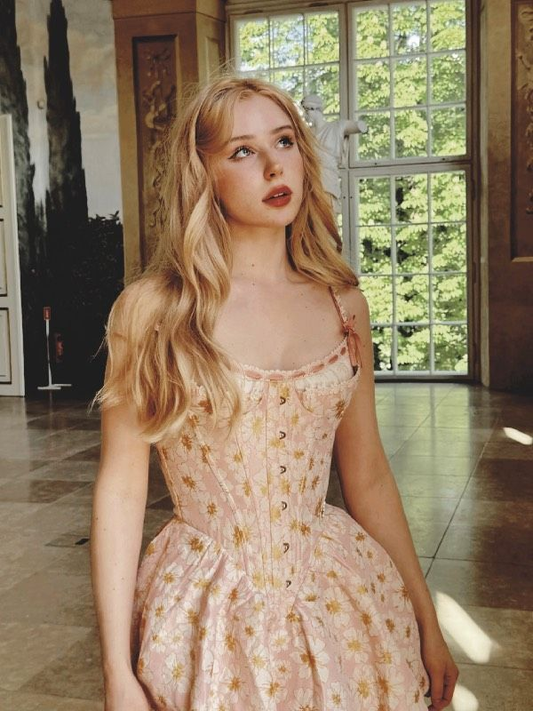 Classy Pink Spaghetti Straps Satin Print Floral Line Graduation Homecoming Dress 19th Birthday Dress Y9810