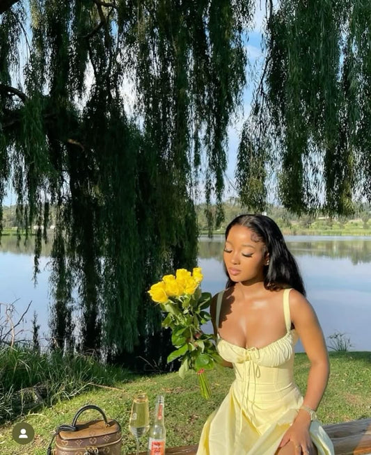 A Line Yellow Prom Dress, Evening Dress fg7606