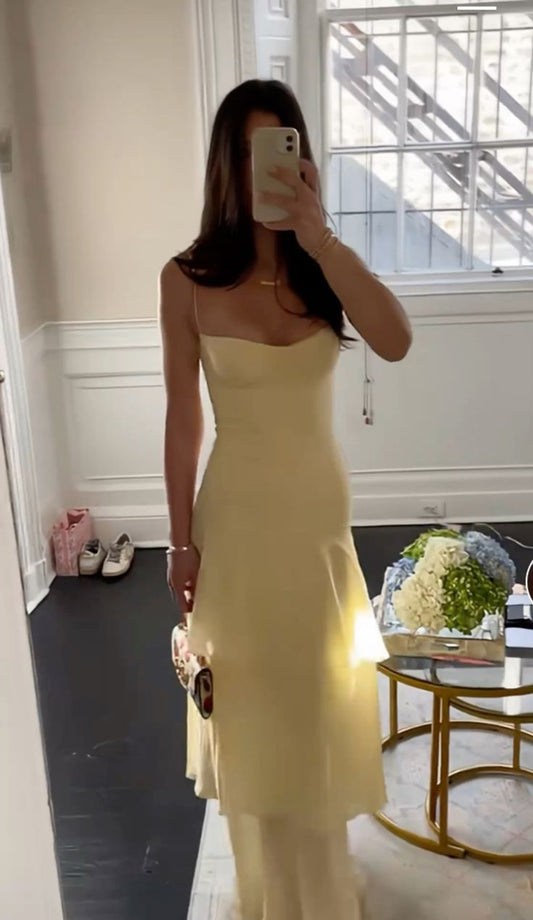 Yellow Fashion Long Prom Dress Evening Party Dresses fg7739