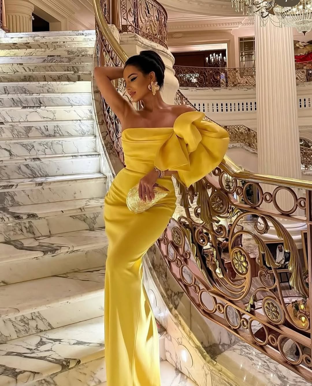 Charming Gold One Shoulder Mermaid Prom Dress with Pleated - liymcdress