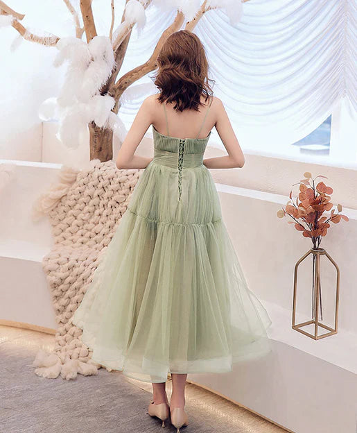 Lovely Mint Green Tulle Layers Tea Length Party Dresses Formal Dresses A Line Bridesmaid Dress Prom Dress Wholesale