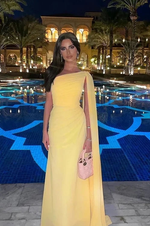 Yellow Strapless Sleeveless A-Line Asymmetric Prom Dress - liymcdress