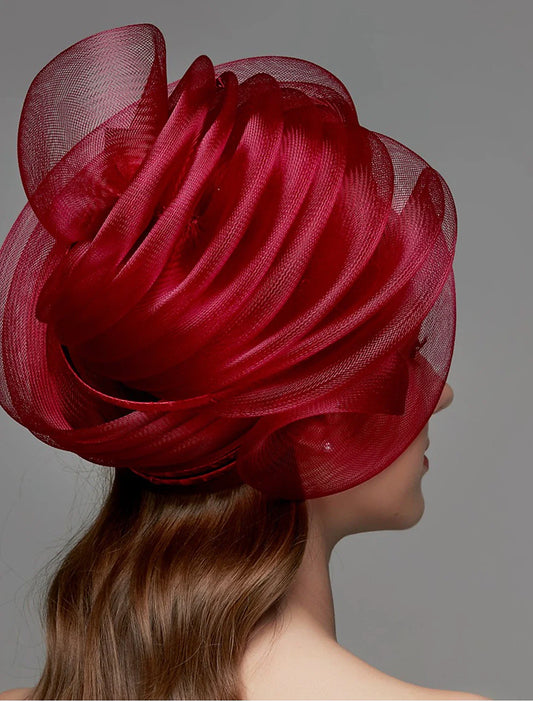 Liymcdress Fascinators Vintage Style Elegant Tulle Hats Headdress with Feather Flower Trim 1 PC Wedding Ladies Day Headpiece