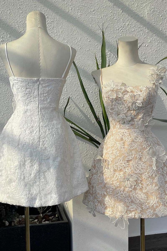 Spaghetti Straps Sleeveless Appliqued A-Line Mini Homecoming Dress fg8210