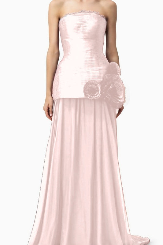 Elegant Berry Purple Strapless A Line Prom Dress with Pleats - liymcdress