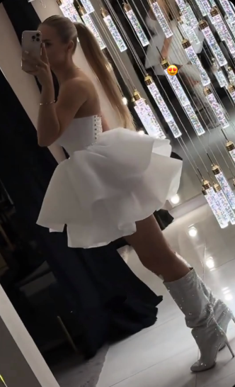 Classy Strapless White A Line Short Homecoming Dress Formal Birthday Dress Y9664