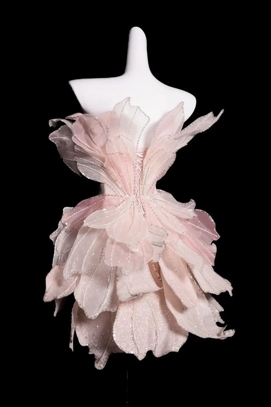 Glitter Pink Organza Sequin Homecoming Dress Short Birthday Dress Y8853