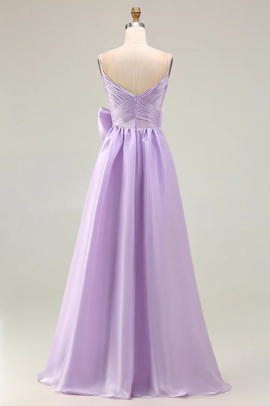 Charming A Line Spaghetti Straps Sleeveless Backless Sweep/Brush Train Prom Dress