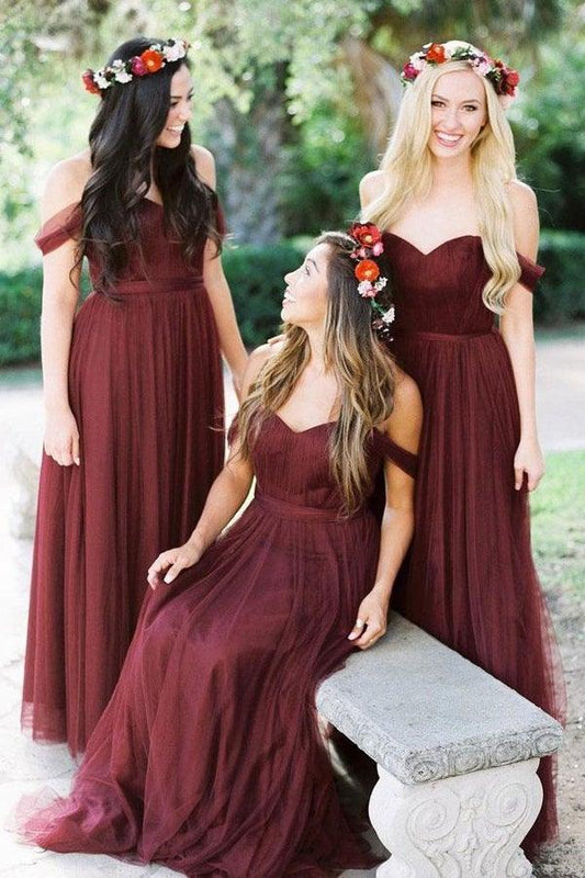 Burgundy Bridesmaid Dresses Long Bridesmaid Dresses BD087