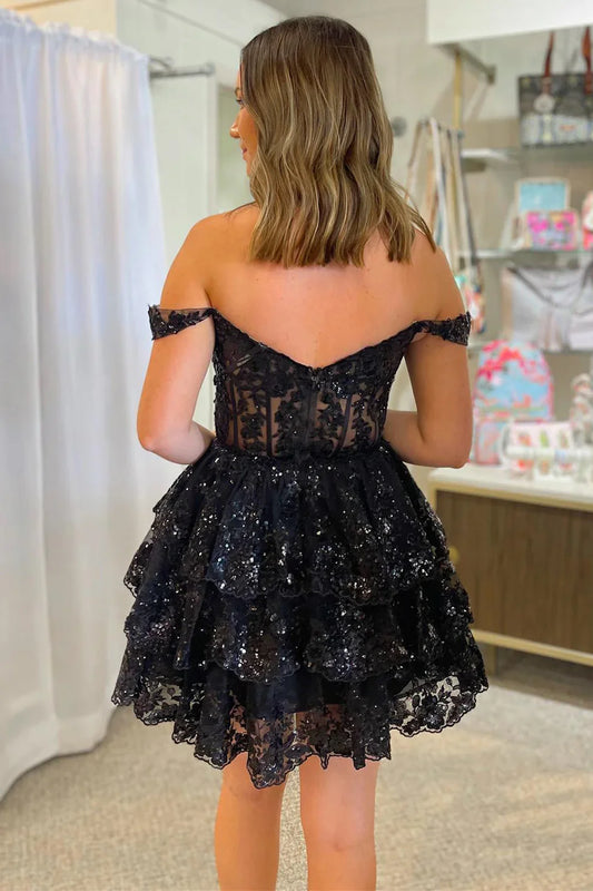 Chic A-Line/Princess Off the Shoulder Sleeveless Backless Short-Mini Homecoming Dress