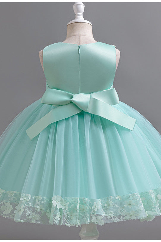 Crew Neck Blush Pink 3D Floral Birthday Dress