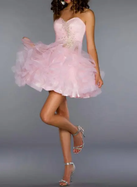 Unique Ball Gown Sweetheart Pink Tulle Short Mini Formal 7th Grade Homecoming Dresses Middle School Short Prom Dress Hoco Outfits DH1408