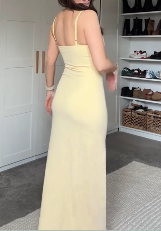 Yellow Fashion Long Prom Dress Evening Party Dresses fg7739