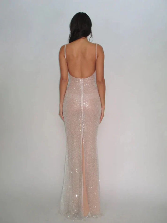 Formal Dresses Sexy Mermaid Elegant Sequin Pink Prom Dress Floor Length Sleeveless Evening Dress/ Prom Dresses Store