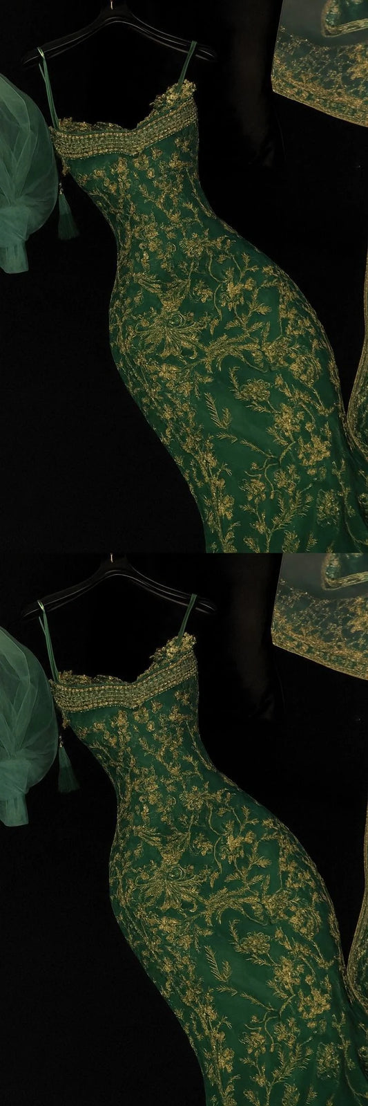 Gold Lace Green Evening Party Dress Formal Prom Party Dress Birthday Dress,AST2278