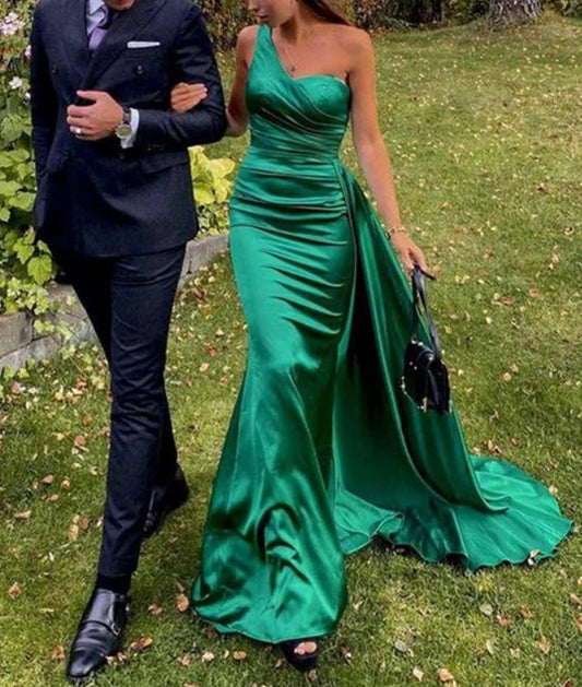 Liymcdress Green One Shoulder Prom Dress Long Elegant Evening Party Dress Women's Dresses