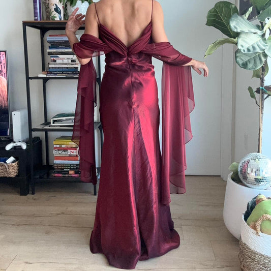 Liymcdress Long Spaghetti Straps Simple Burgundy Prom Dress Birthday Outfits Elegant Evening Party Dress