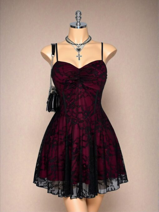 Vintage Spaghetti Straps Satin Lace A Line Short Prom Dress Formal Homecoming Dress Birthday Outfits SP133