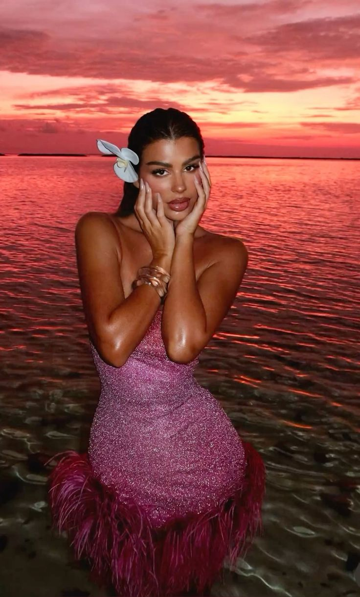 Unique Sheath Pink Sequins Feathers Homecoming Dress Short Prom Dress Y8332