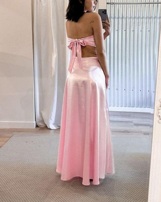 Liymcdress Simple Pink Long Prom Dress Charming Evening Party Dress Elegant Formal Dress