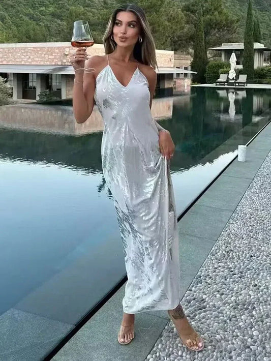 Liymcdress Chic Spaghetti Straps Backless Long Prom Dress Elegant Party Dress V-neck Evening Dress Formal Dress Wholesale