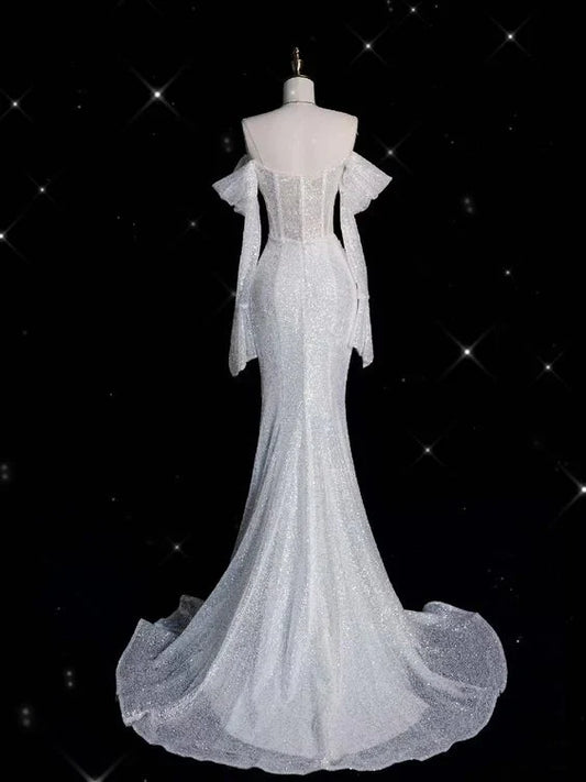 Wholesale Glitter Corset Sequins Wedding Dress Mermaid Prom Dress Charming Evening Dress