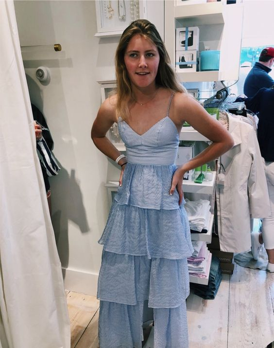 Charming Blue A-line Multi-layered Prom Dress,Blue Formal Gown Y7028