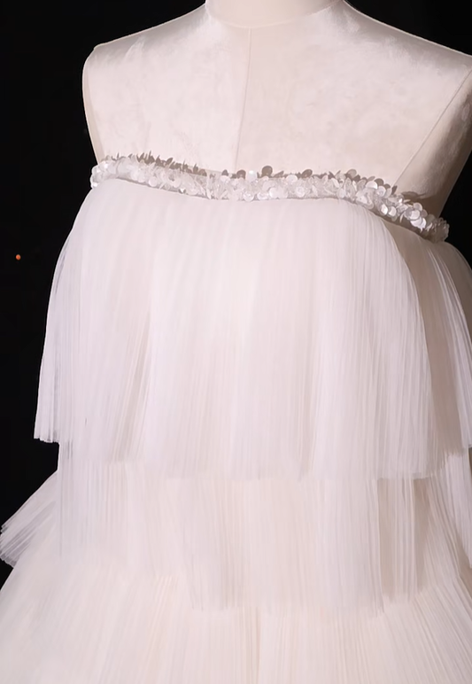 Pretty White Strapless Tulle Layered A Line 18th Birthday Dress Short Homecoming Dress Y9126