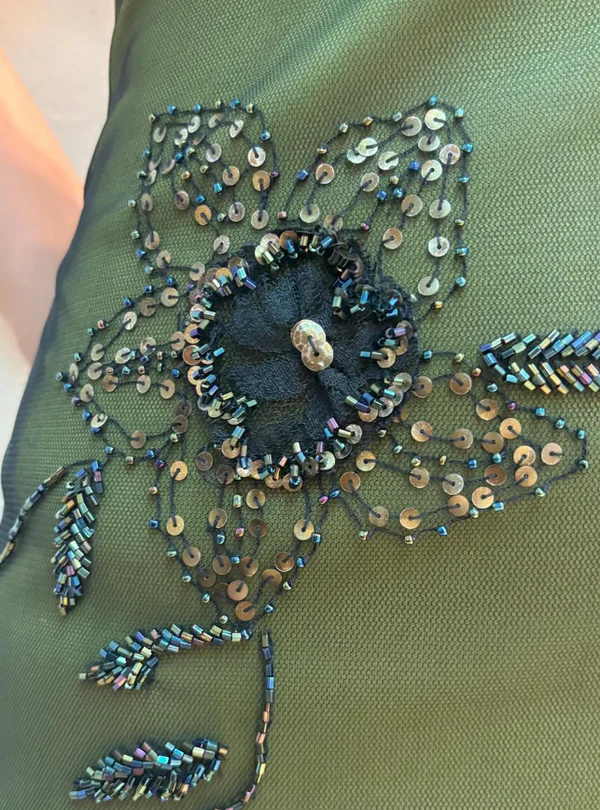 Vintage Halter Satin Beaded Mermaid Evening Dress,Sexy Backless Green Prom Dress Y8228