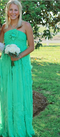 Simple A line Halter Long Green Prom Dress Party Dresses P1596
