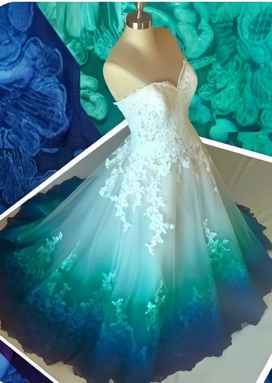 Princess A-Line Lace Prom Dress - Sweetheart Neckline with Appliques