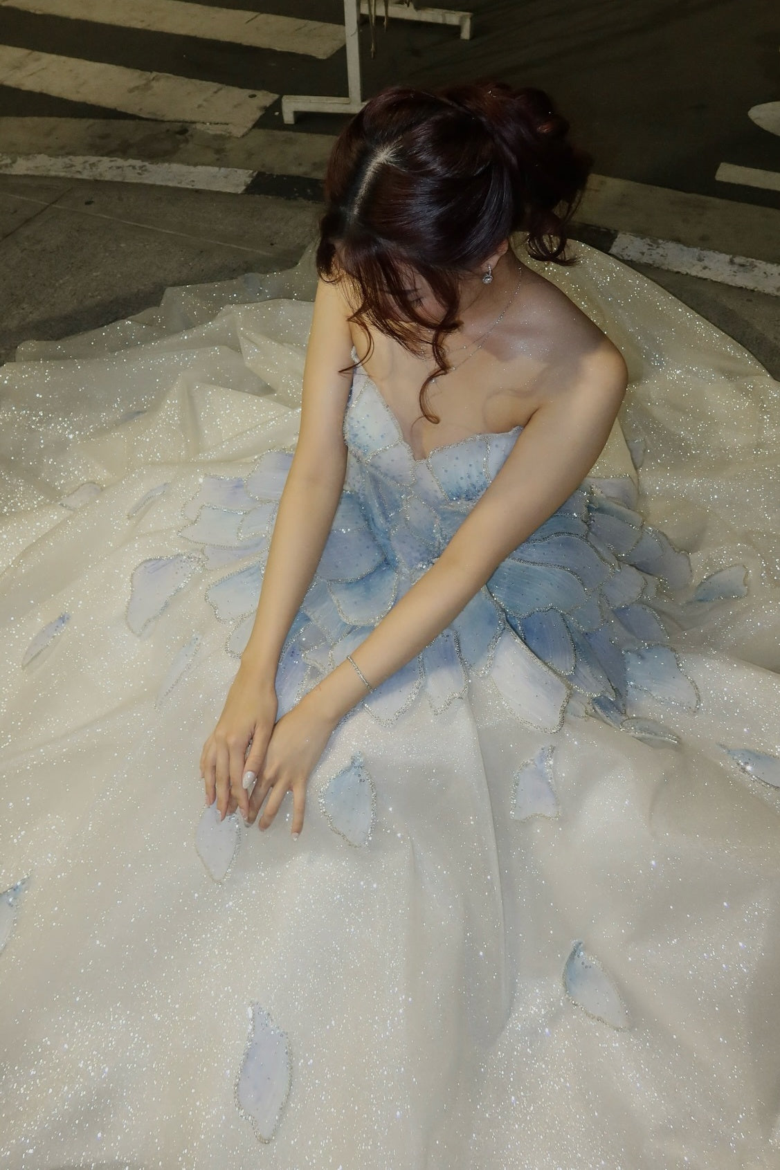 Princess A Line Sweetheart Light Blue Long Prom Dress with Beading