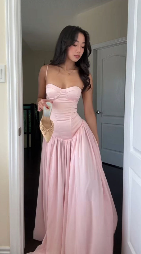 Simple Prom Dresses Spaghetti Straps Pink Evening Party Dress Cheap Bridesmaid Dresses,LTP4256
