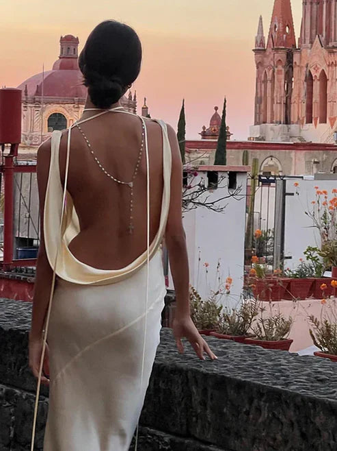 Liymcdress Elegant Mermaid Spaghetti Strap Satin Backless Simple Prom Dress Charming Evening Party Dress No With Neck Accessories