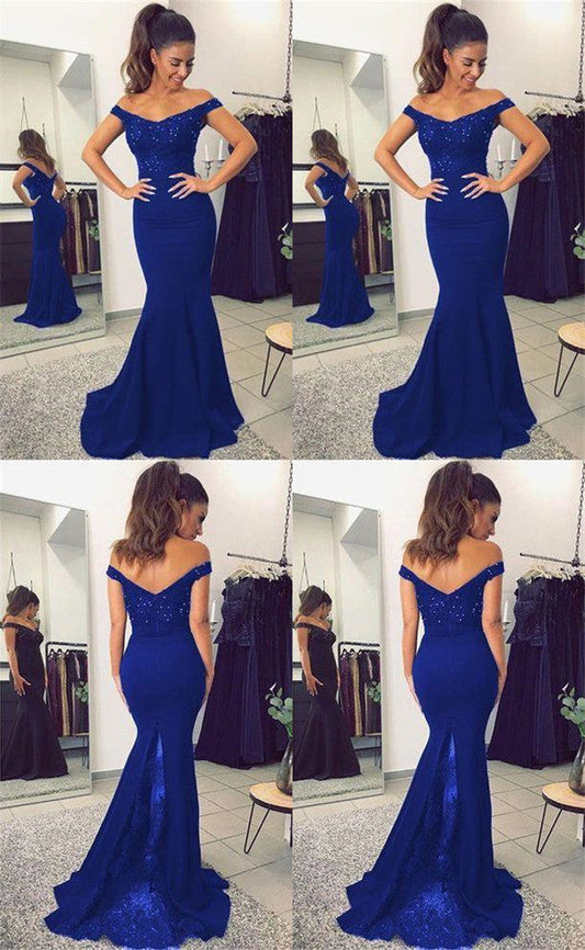 LTP0212,Sexy off the shoulder blue long prom dress applique beaded evening formal gown