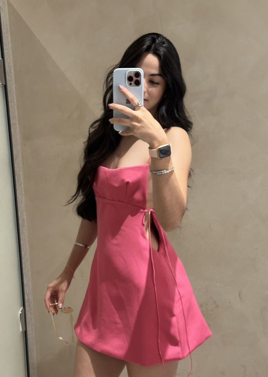 Sexy Spaghetti Straps Pink Short Cocktail Dress Formal Homecoming Dress Birthday Dress Y9723