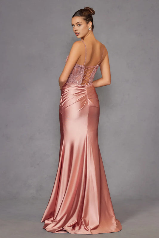 Weitese Dress Rose Gold Satin Mermaid Dress With Sheer Beaded Detail And Ruched Dress Capturing Timeless Sophistication Prom Dress