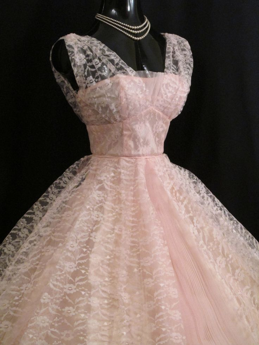 Classy V Neck Pink Tulle Lace Short Prom Dress Formal Homecoming Dress Birthday Dress Y9906