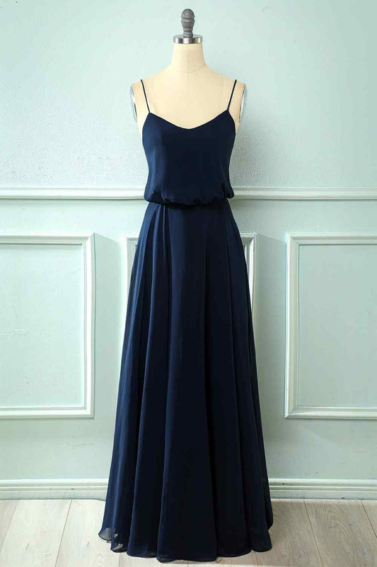 A-line Chiffon Crepe Long Bridesmaid Dress