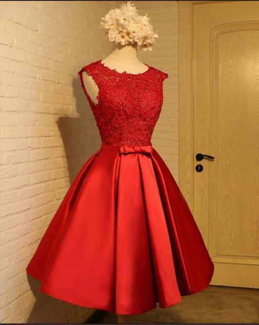 A-line Homecoming Dress Chic Red Short Prom Dress Party Dress PD388