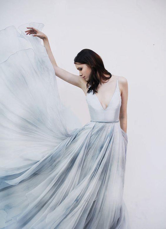 Beautiful Prom Dresses Spaghetti Straps Sexy Short Train Long Prom Dress PM249