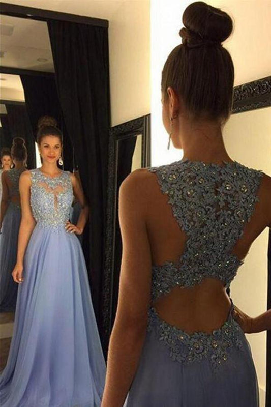 Blue Prom Dress Elegant Evening Dress Beaded Party Dress PG376