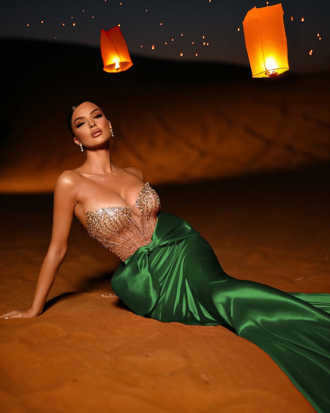 Charming Green Strapless Charmeuse Prom Dress Mermaid with Sequins - liymcdress