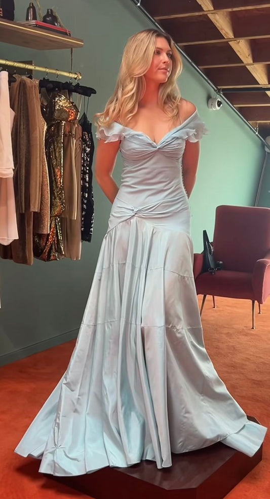 Light Blue Elegant Long Mermaid Evening Dress Formal Dresses