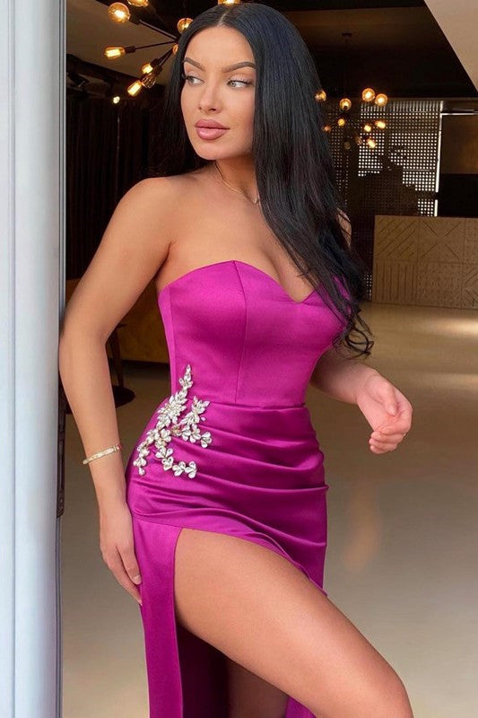 Purple Sweetheart Sleeveless Mermaid Prom Dress with Split - liymcdress