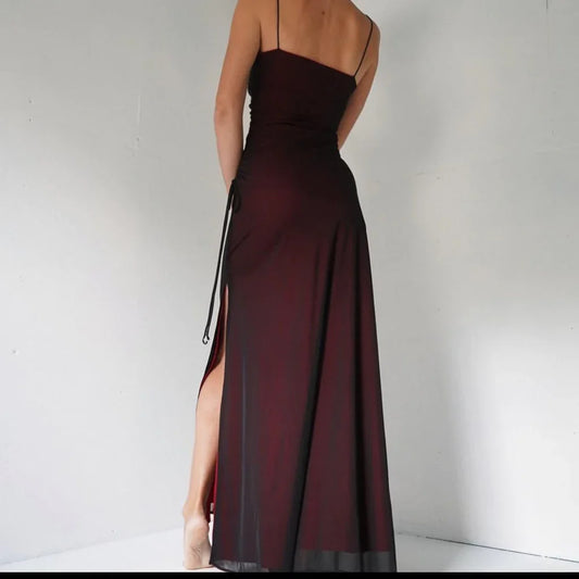 LTP1578,Sexy Black Chiffon Red Layer Sheath Long Prom Evening Dresses