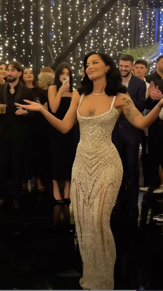 Sexy Mermaid Straps Champagne Sequin Long Prom Dresses Inspiration Prom Dress Senior Graduation Dress