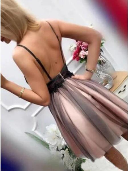 V-neck Short Homecoming Dresses Beaded Short Formal Dress PD395